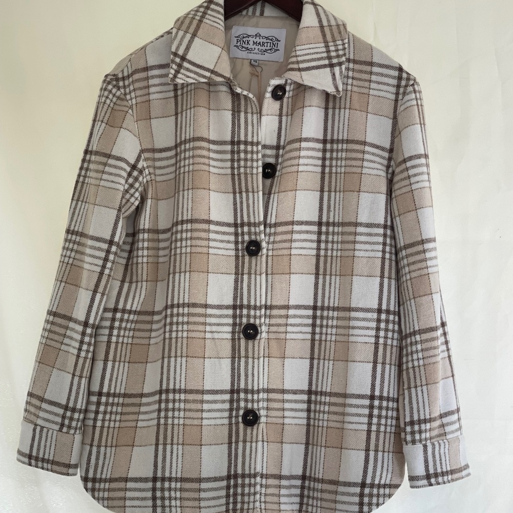 Pink Martini Collection Plan Button Down Shirt Jacket Oversized New with tags
